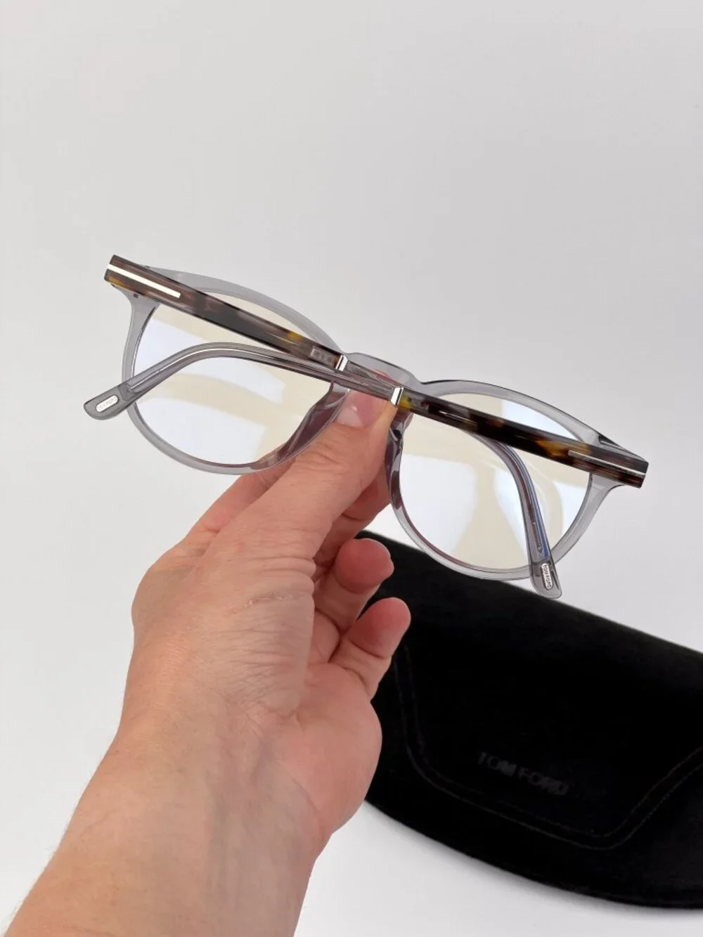Tom Ford FT5891-F-B 020 Unisex Eyeglasses Grey Round Frame Blue Light Block